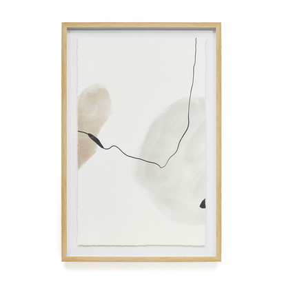 Torroella abstract painting in white, brown, and grey, 60 x 90 cm