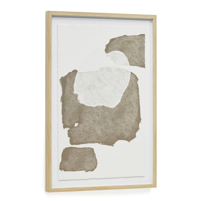 Torroella abstract painting in white and brown, 60 x 90 cm