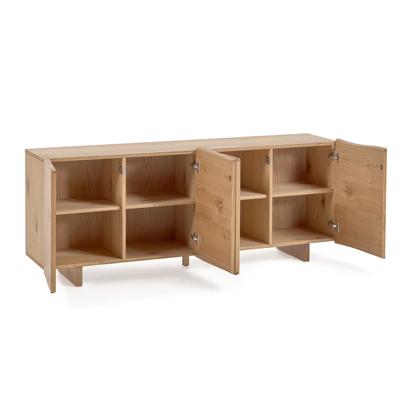 Rasha 4 door sideboard in oak veneer with natural finish, 180 x 71 cm
