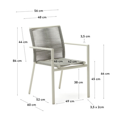 Culip aluminium and cord stackable outdoor chair in white