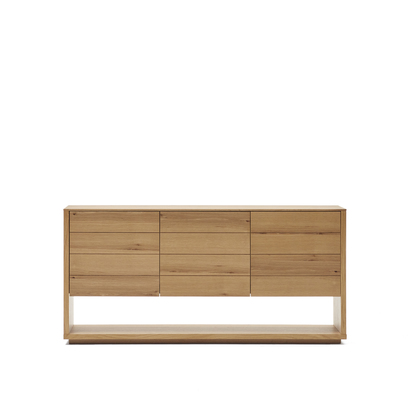 Alguema sideboard with 3 doors in oak veneer with natural finish, 151 x 73 cm