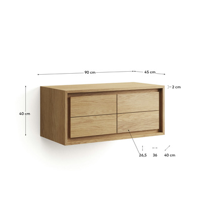 Kenta bathroom furniture in solid teak wood with a natural finish,   90 x 45 cm