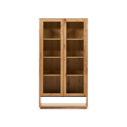 Alguema display cabinet in oak wood veneer with natural finish, 100 x 185 cm