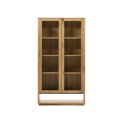 Alguema display cabinet in oak wood veneer with natural finish, 100 x 185 cm