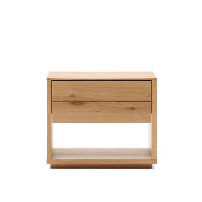 Alguema bedside table in oak wood veneer with natural finish, 60 x 50 cm