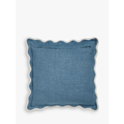 John Lewis Scalloped Linen Cushion Lake | H45 x W45cm
