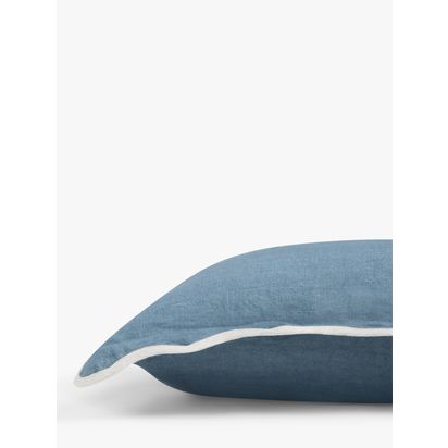 John Lewis Scalloped Linen Cushion Lake | H45 x W45cm