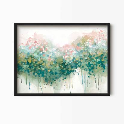 The Real Teal Abstract Floral Art Print - Large / Black