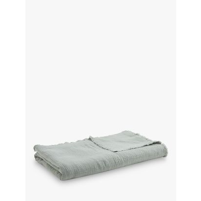 John Lewis Washed Cotton Bedspread Sage | L250 x W260cm