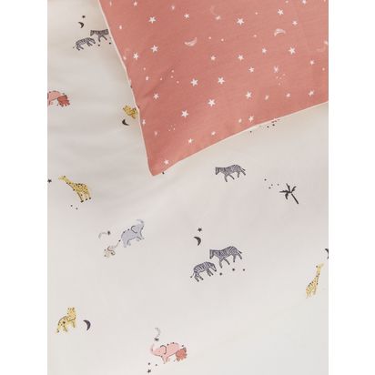 John Lewis Kids' Celestial Safari Pure Cotton Reversible Duvet Cover and Pillowcase Set, Multi Multi | 120 x 140cm