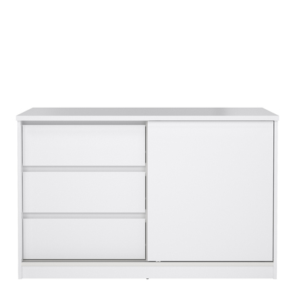 Avery 3 Storage Unit with 1 Sliding Door and 3 Drawers in White High Gloss