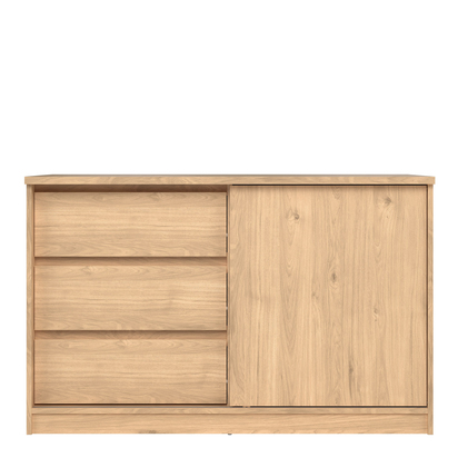 Avery 3 Storage Unit with 1 Sliding Door and 3 Drawers in Jackson Hickory Oak