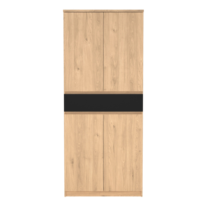 Avery 3 Shoe Cabinet with 4 Doors 1 Drawer in Jackson Hickory Oak and Black