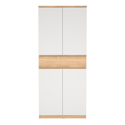 Avery 3 Shoe Cabinet with 4 Doors 1 Drawer in Jackson Hickory Oak and White