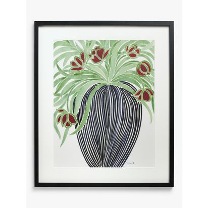John Lewis La Poire 'May Tulips' Framed Print & Mount, 62 x 52cm, Black/Green Black/Green | H63 x W53 x D2.1cm