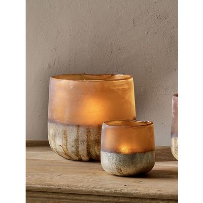 nkuku Ngolo Recycled Glass Tealight Holder, Multi Multi | H16 x W16 x D15.50cm