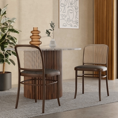 Bourne Wooden Dining Chair, Vintage Black & Walnut