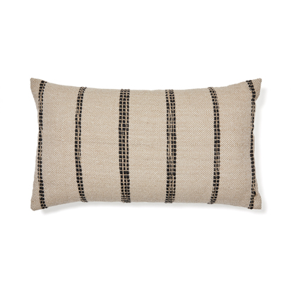 Baster outdoor cushion cover in beige PET with black stripes 40 x 70 cm