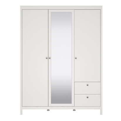 Huxham Wardrobe with 2 Doors 1 Mirror Door 2 Drawers White