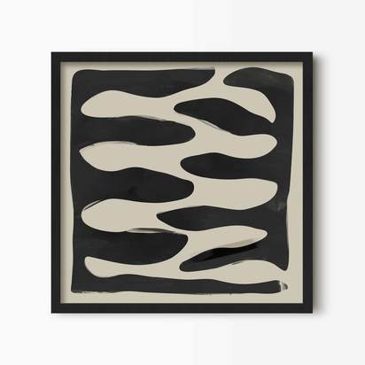 Leaf It Out Abstract Art Print - Small / Black
