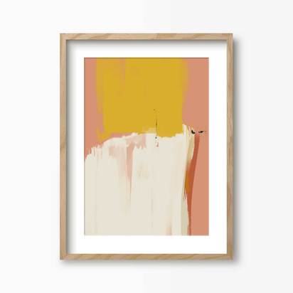 Pink & Yellow Abstract Art - Medium / Natural with mount