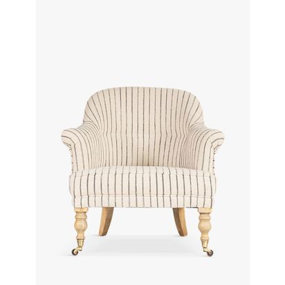 nkuku Sanja Stripe Armchair, Light Leg, Grey Grey | H77 x W76 x D78cm