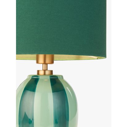 John Lewis Burano Striped Ceramic Table Lamp Teal/Sophia Green | H48.7 x Dia.30cm