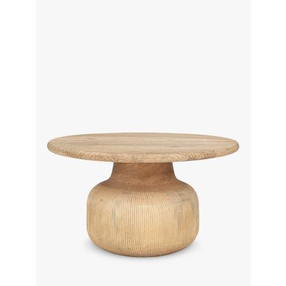 nkuku Vivan Grooved Wood Coffee Table Natural | H47 x Dia.77cm