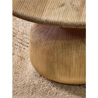 nkuku Vivan Grooved Wood Coffee Table Natural | H47 x Dia.77cm