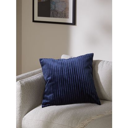 John Lewis Velvet Stripe Cushion Navy | 50 x 50cm