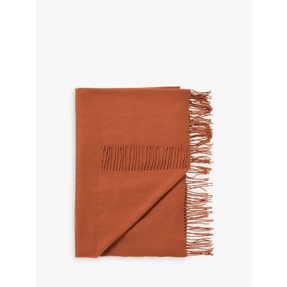 John Lewis Plain Merino Wool Throw Burnt Orange | L190 x W140cm