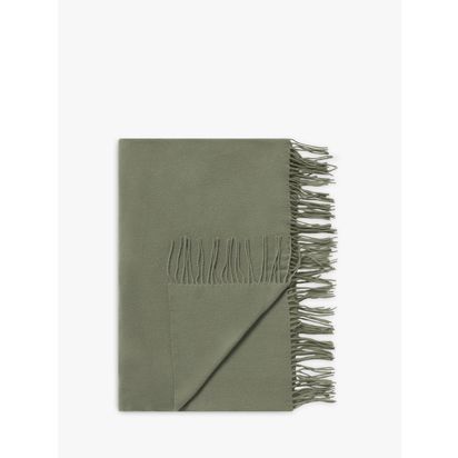 John Lewis Plain Merino Wool Throw Myrtle Green | L190 x W140cm