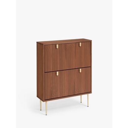 John Lewis Harvard Wide Shoe Storage Unit, Walnut Walnut | H101 x W80 x D25cm