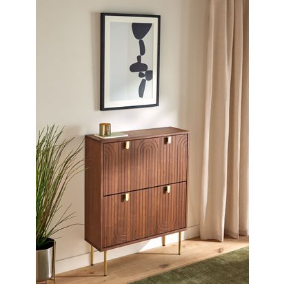 John Lewis Harvard Wide Shoe Storage Unit, Walnut Walnut | H101 x W80 x D25cm