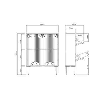 John Lewis Harvard Wide Shoe Storage Unit, Walnut Walnut | H101 x W80 x D25cm