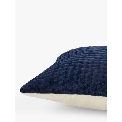 John Lewis Quilted Velvet Rectangular Cushion Navy | 45 x 45cm
