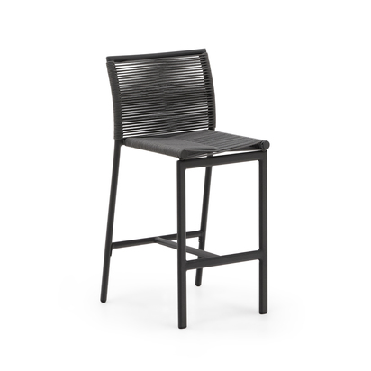 Culip outdoor stool made of rope cord and grey aluminum 65 cm