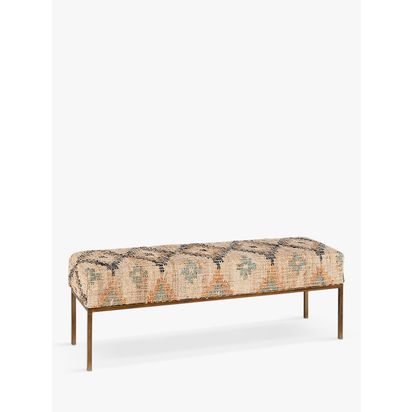 nkuku Kesu Kilim & Iron Bench Mixed | H43 x W125 x D38cm