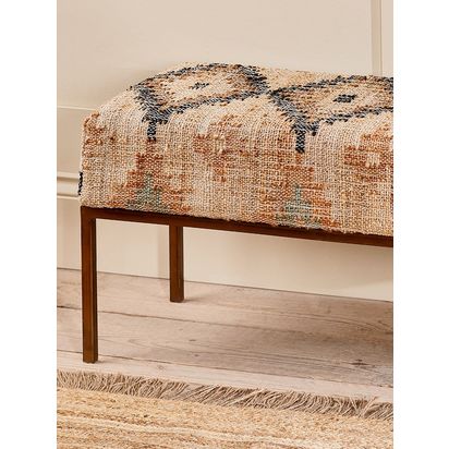 nkuku Kesu Kilim & Iron Bench Mixed | H43 x W125 x D38cm