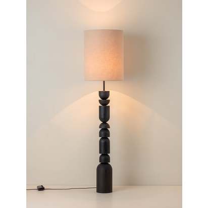 Aska - charred wood and natural linen floor lamp