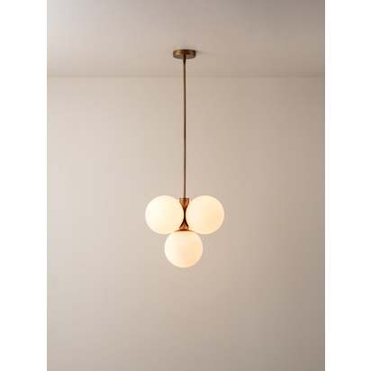 Boule - 4 light brass and opal pendant light