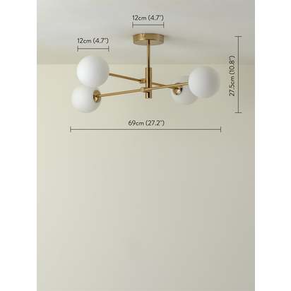 Chelso - 4 light brass and opal flush - Default Title