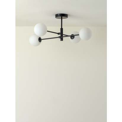 Chelso - 4 light matt black and opal flush - Default Title