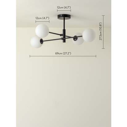 Chelso - 4 light matt black and opal flush - Default Title