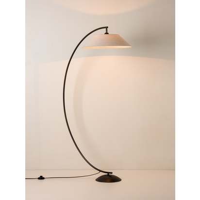 Circo - arc bronze and linen floor lamp
