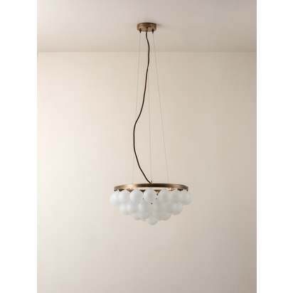 Cloudia - 3 light small white frosted brass chandelier - Default Title