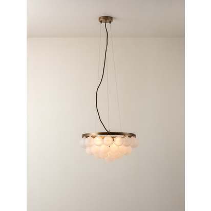 Cloudia - 3 light small white frosted brass chandelier