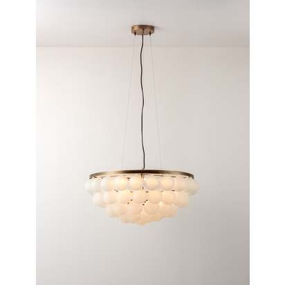Cloudia - 5 Light large white frosted brass chandelier