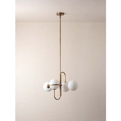 Decora - 4 light aged brass and opal pendant - Default Title