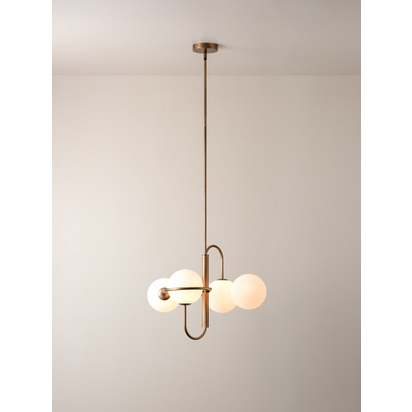 Decora - 4 light aged brass and opal pendant